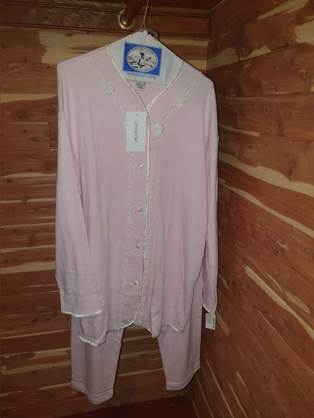 Sleep Club Women's Pink Lace-Trim Pajama Set - Soft Long Sleeve Sleepwear